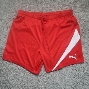 Red And White Puma Shorts.